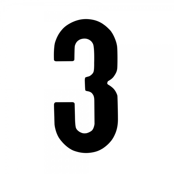 Startnummer 15cm schwarz – Ziffer 3