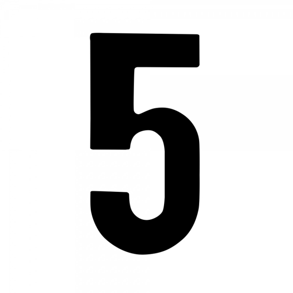 Startnummer 15cm schwarz – Ziffer 5